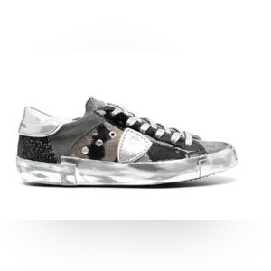 Philippe Model Gray, Black & White Low-Top Sneakers